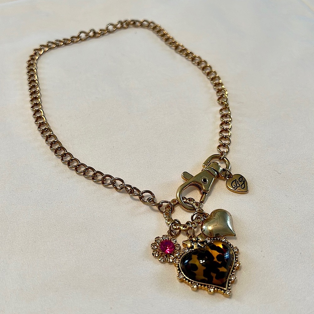 Betsey Johnson Leopard Print Gold Charm Necklace